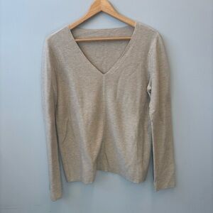 Eileen Fisher Sweater V-Neck Organic Cotton Blend ribbed